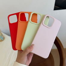 适用苹果17简约纯色肤感手机壳iphone15pro硅胶防摔13全包保护套