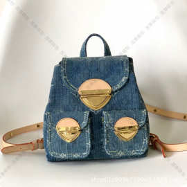 复古 蓝色 牛仔双肩包 丹宁包 小书包 老花包 女包M46836 M46830