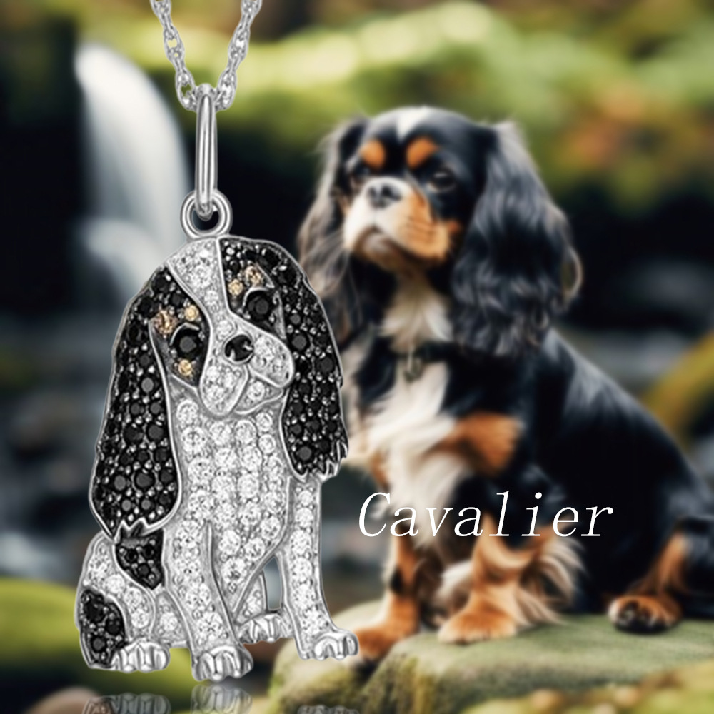 14g Weight Zinc Alloy Pendant Material Cute Dog Artificial Crystal Zinc Alloy Cable Chain Pendant Necklaces Wholesale