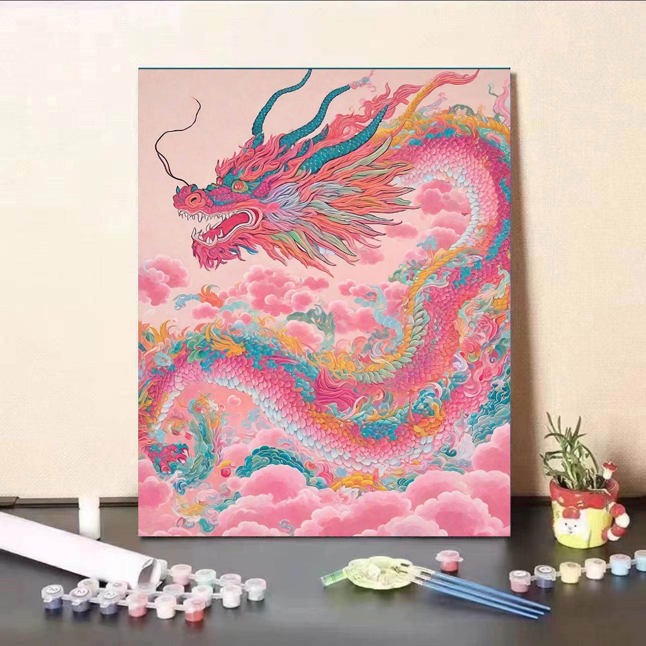 (autenticación original) Año del Dragón auspicioso pintura digital diy relleno a mano curación descompresión regalos de alto color
