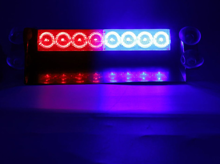 LED car warning light front windshield shovel light 8LED red and blue burst light white yellow in stock