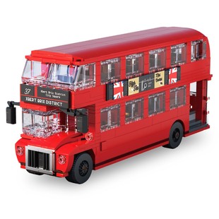 Cross-Border Building Blocks British Retro Double-Decker Bus Model Sightseeing Bus Toy Car Children's Car Building Block Toys