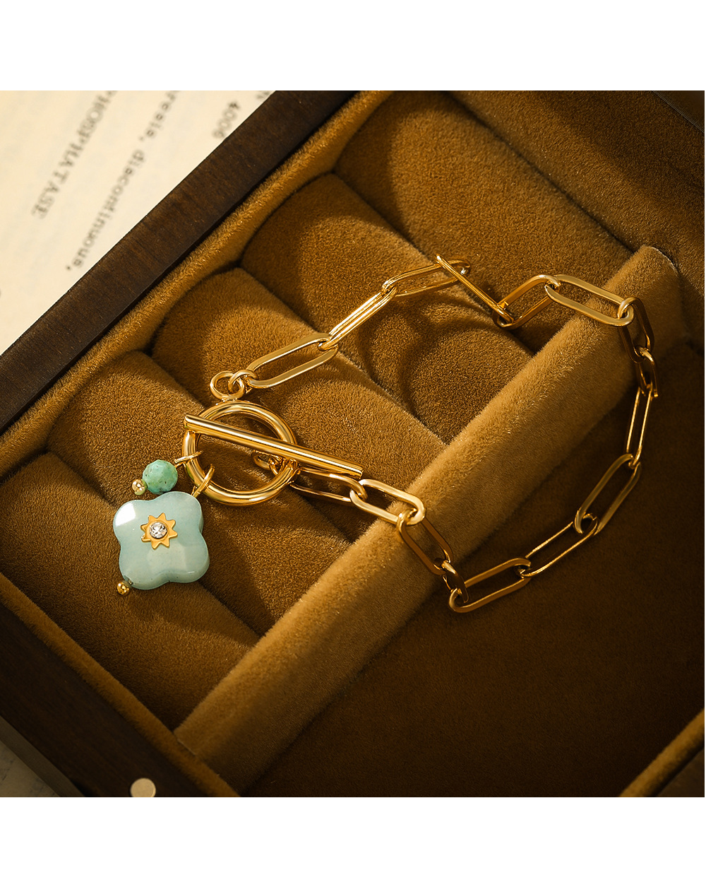 Fashion Flower Stainless Steel Inlay Natural Stone Bracelets