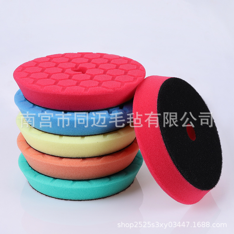 6寸龟纹汽车美容海绵盘打蜡研磨还原抛光海绵轮斜边海绵研磨盘