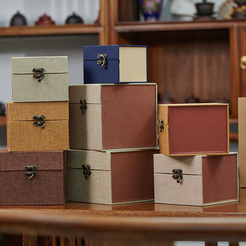 建盏锦盒卡扣紫砂壶礼物茶杯陶瓷古玩玉器礼品盒主人杯包装盒