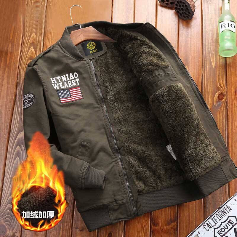 秋季飞行员军装夹克男工装青年棉户外休闲外套棒球服宽松加绒潮