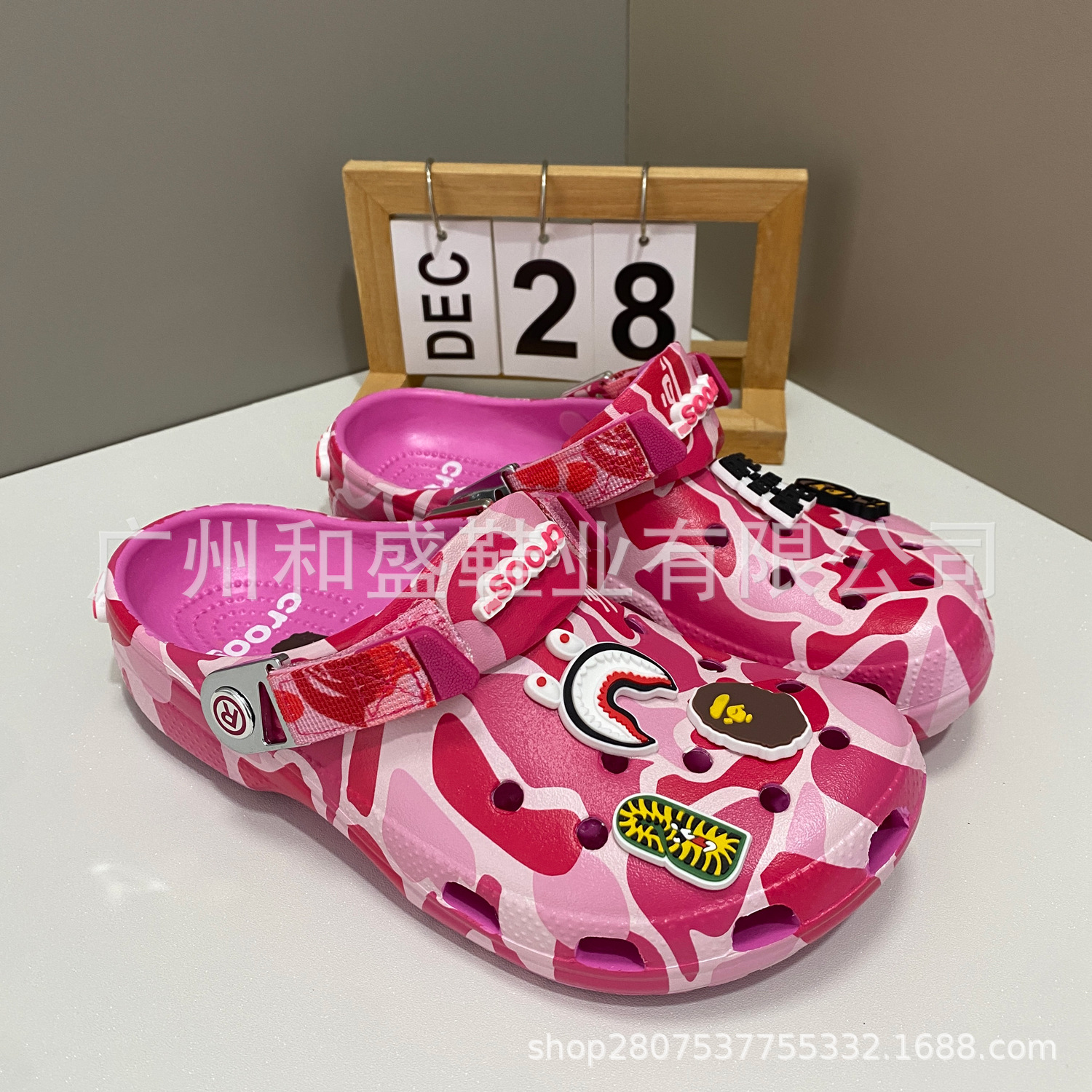 Crocs Bape Unisex Eva Non-Slip Casual Velcro Sandals Couple Style Slippers Beach Shoes Clogs