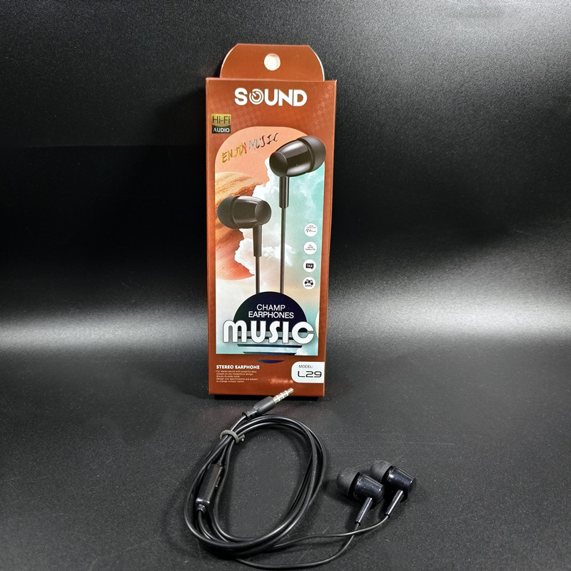 Comercio exterior transfronterizo L29/D21/U19 auriculares estéreo con cable con micrófono fábrica directa de pelo en stock suministro