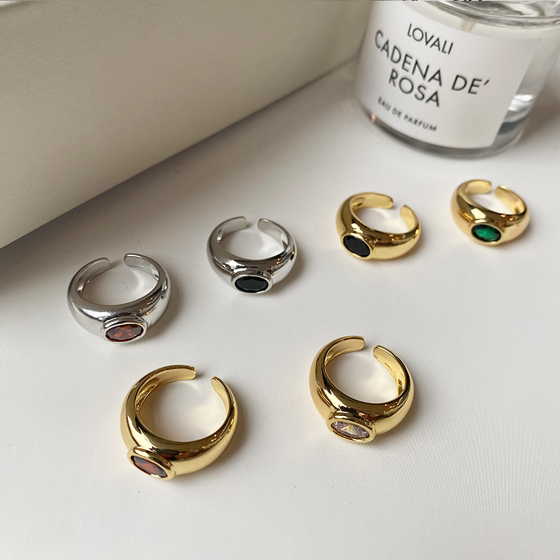 Brass Plating Geometric Zircon Open Rings display picture 4