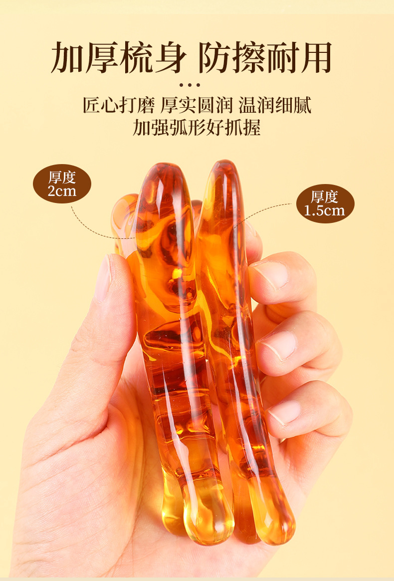 Scalp Care Massage Gua Sha Comb Resin Meridian Brush for Facial Oil and Wellness Massage in use