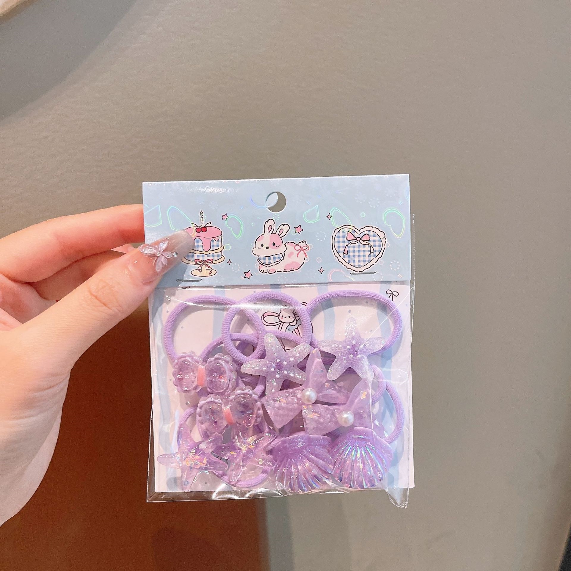 Anillo de pelo de pulgar de dibujos animados para niños, cabello para bebés, cabello para bebés, banda de pelo de alta elasticidad coreana