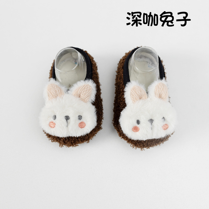 Lindo conejo Otoño e Invierno calcetines de piso Calcetines antideslizantes zapatos de piso calcetines engrosados calcetines de bebé calcetines de Interior para niños pequeños