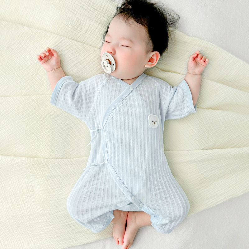 Bebé verano mono recién nacido algodón fino manga corta monje verano hombres y mujeres niños pequeños mampara ropa de bebé