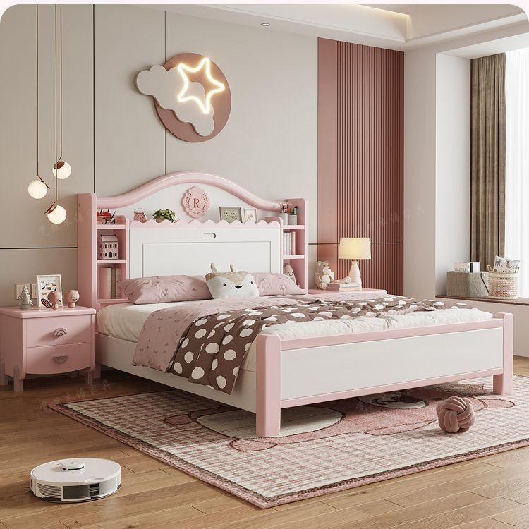 Sábanas de madera maciza para niños dormitorio moderno minimalista 1.5m almacenamiento cama de niña princesa rosa adolescente 1.2m