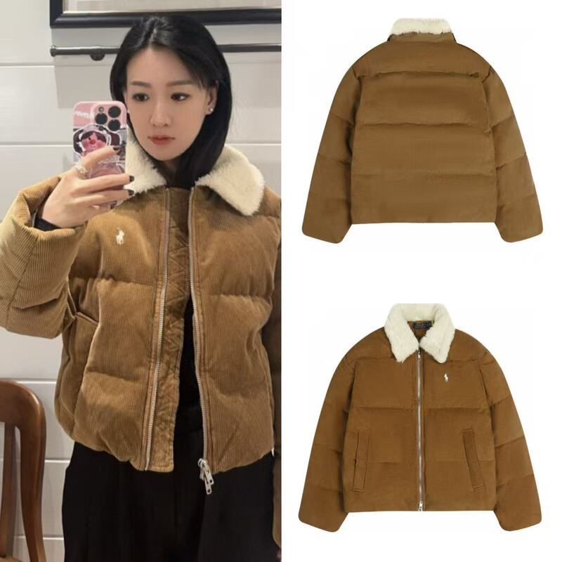 Original Foreign Trade Rl Retro Melard Style Granular Velvet Lapel Short Corduroy Thickened down Jacket for Women Original Foreign Trade Rl Retro Melard Style Granular Velvet Lapel Short Corduroy Thickened down Jacket for Women