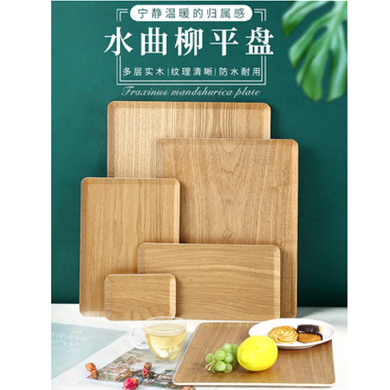Fraxinus mandshurica bandeja de madera rectangular pastel de pastelería bandeja de pan Baking Shop Pantalla de pastelería placa plana de madera