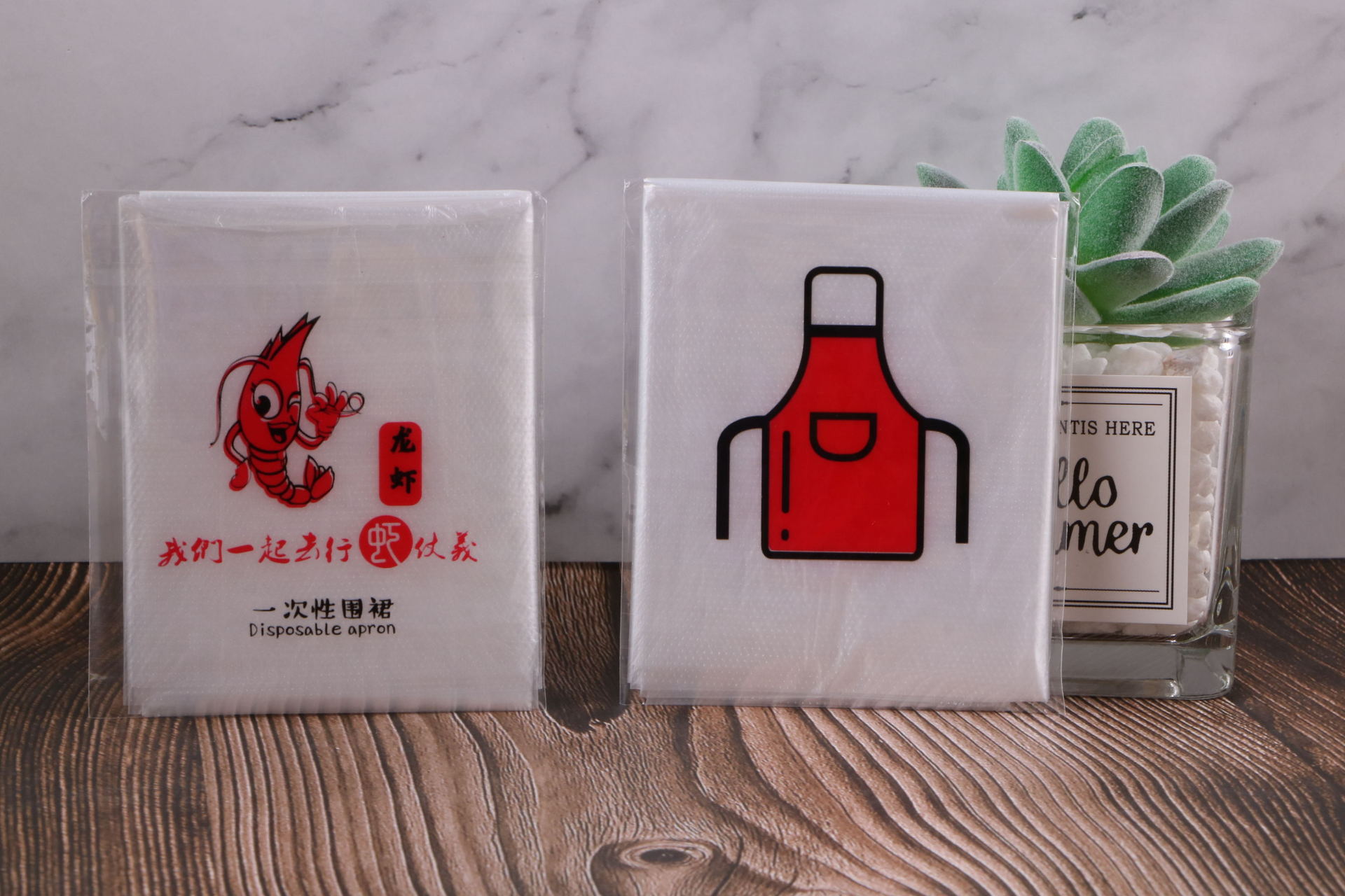 투명 포장 랍스터 앞치마