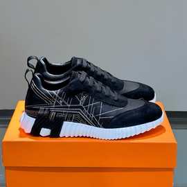 欧洲站2025新款刺绣真皮运动鞋百搭休闲鞋潮牌轻奢透气旅游跑步鞋