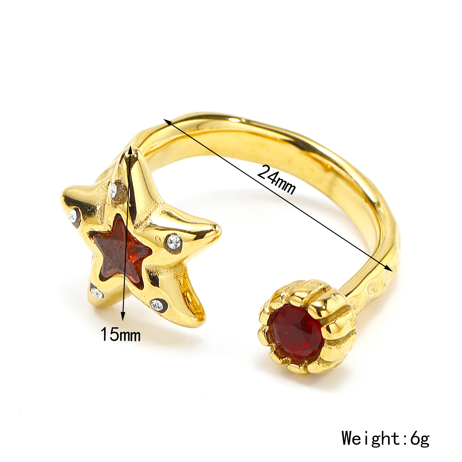 12g Weight Real Gold Plated Plating Material Open Rings Classification One Size Ring Size 1 Piece Quantity Daily Occasion 304 Stainless Steel Material Star Pattern Women's Gender Simple Style Style Waterproof Non Tarnish Craft Real Gold Plated Star 304 Stainless Steel Simple Style Waterproof Non Tarnish Open Rings 无