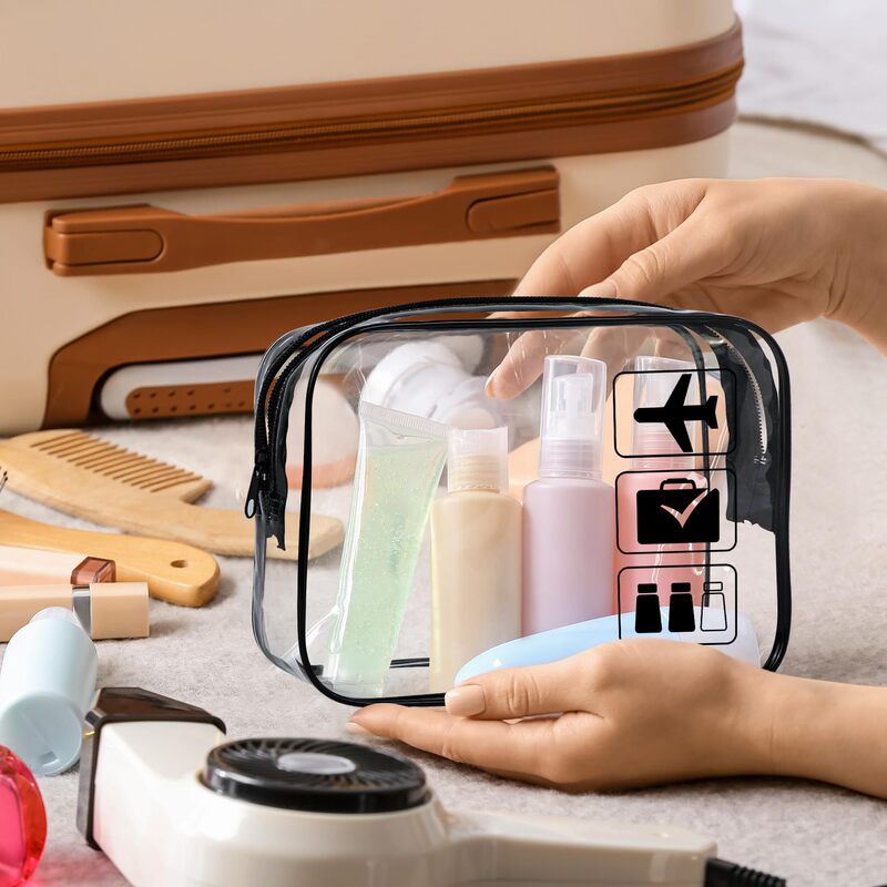 Black Cosmetic Bag Cosmetics Bag Aircraft Logo Cosmetics Bag Zipper Bag Daily Necessities Cosmetics Cosmetics Bag Pvc