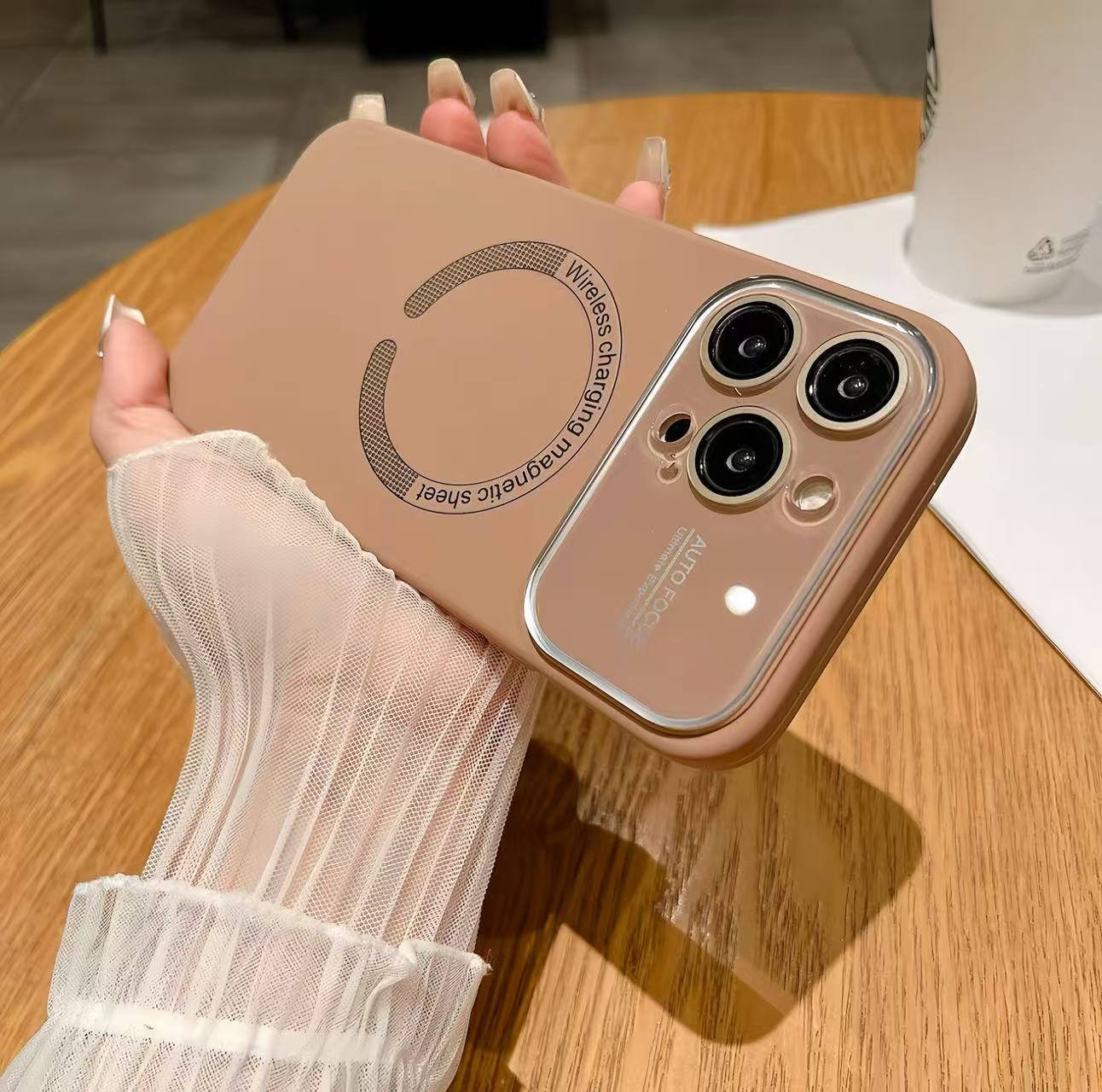 Ventana grande magnética de color sólido simple para iPhone16ProMax funda para teléfono móvil 15 Apple 14 pareja 13 nuevo