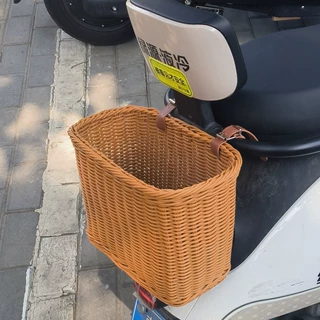 儿童自行车车篮复古编织车筐平衡车前篮筐溜娃车篓车篮子配件