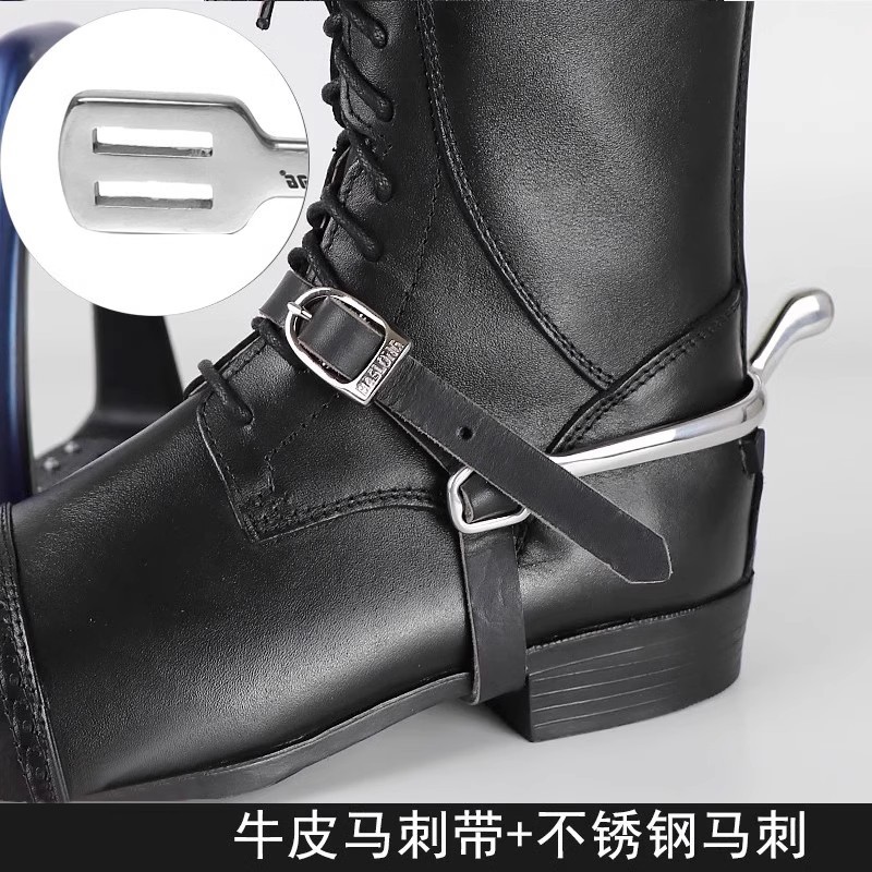 Equestrian riding with raised heels and spurs; spurs with 2-piece set; English riding boots accessories; rider equipment; eight-foot dragon horse tack.