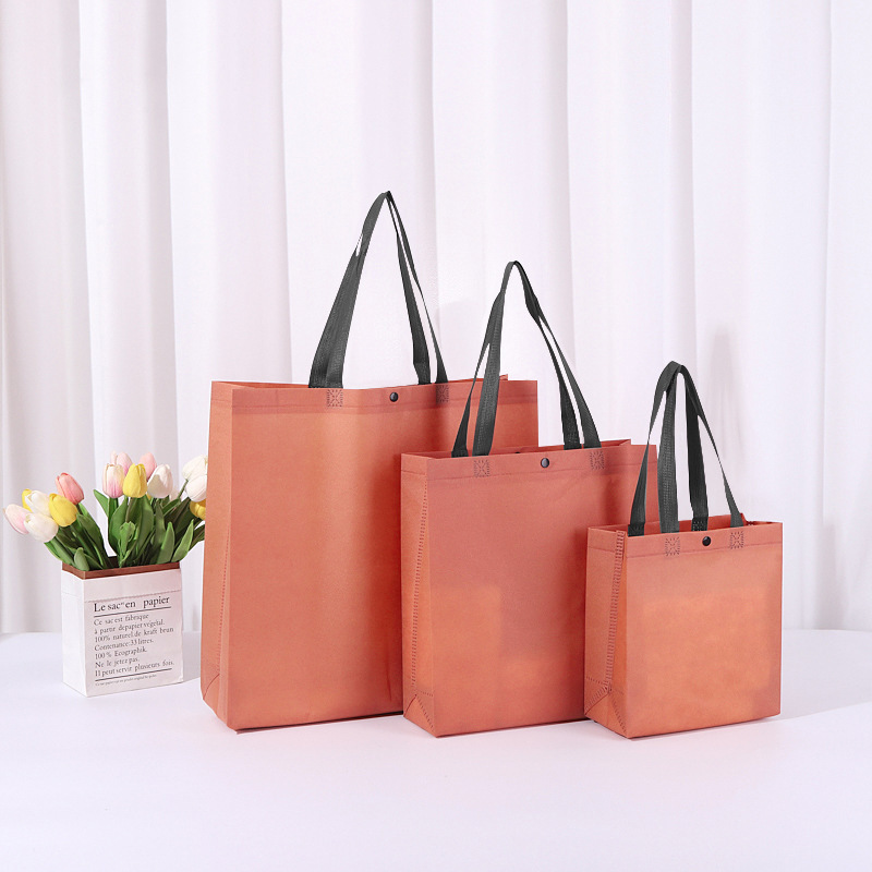 不織布バッグ、既製品、留め具付きハンドバッグ、カラーブロックショッピングバッグ、卸売、印刷入り衣料品包装袋、エコバッグ|undefined