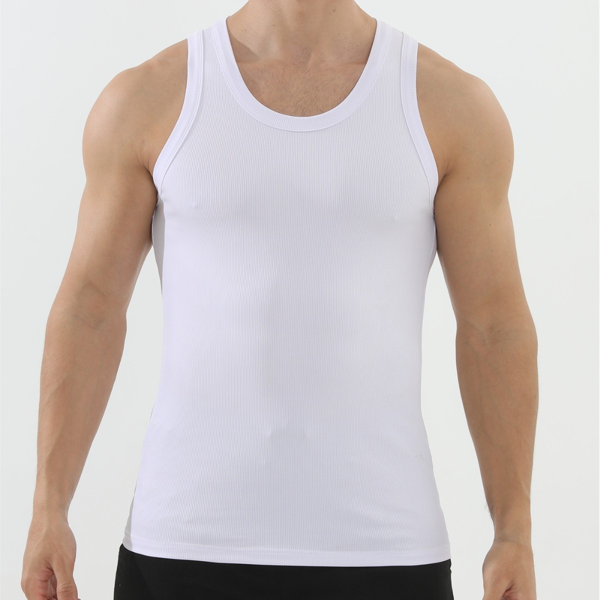Crazy Muscle Summer Men's Sports Vest Elastic Ribbed Tight Top for Fitness Training Cross-Border Foreign Trade