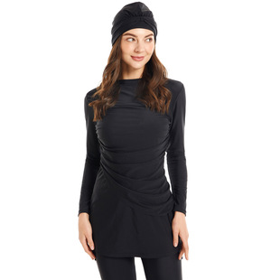 Amazon 2021 New Mu 5 Color Slim Swimsuit Long Sleeve Trousers Three-Piece Set Conservative Sun Protection Without Chest Pad