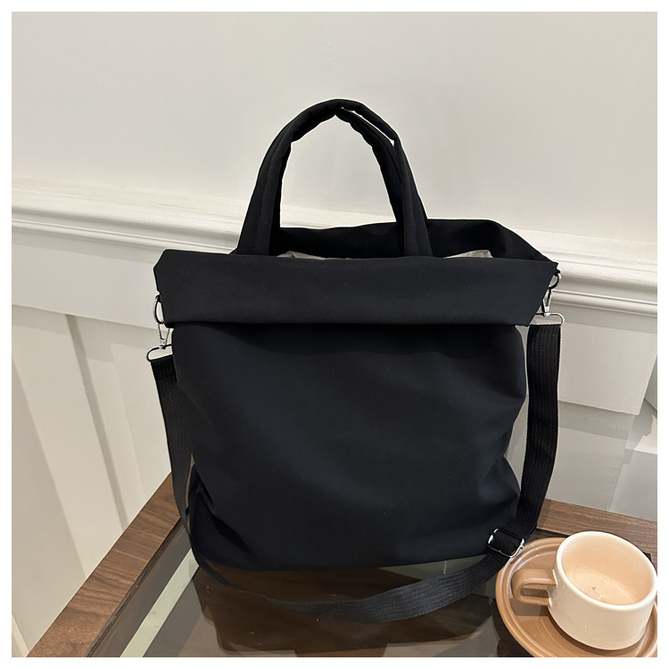 New casual nylon fashion solid color 2024 large-capacity solid color tote canvas crossbody single-shoulder hand-held Tote bag undefined