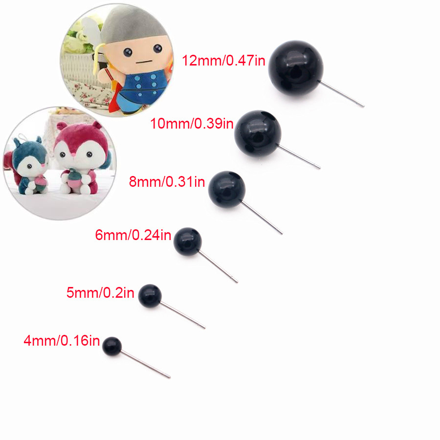 DIY娃娃玩偶眼睛材料钢针黑豆直插式动物玩具配件饰品