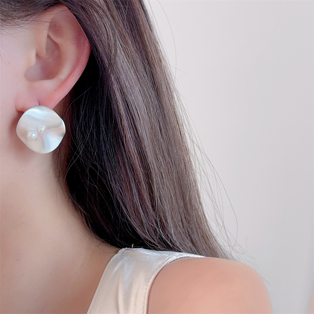 Electroplating Gold Plating Process 1 Pair IG Style Simple Style Geometric Plating Inlay Copper Pearl Ear Studs