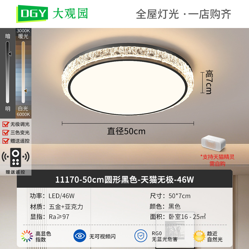 Luz de techo de sala de estar moderna y simple nueva luz de lujo de alto nivel, luz de techo de protección de ojos de espectro completo 293L