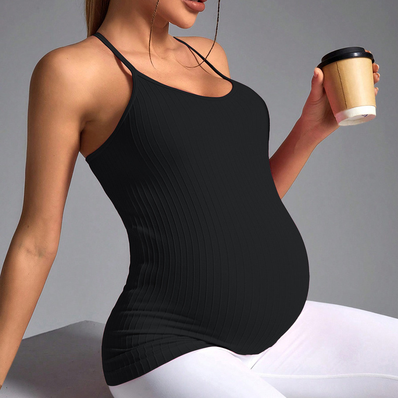 New Yoga T-Shirt Seamless Knitted Lightweight Breathable Quick-Drying Sweat-Wicking Maternity Sports Yoga Clothing Top Suspenders