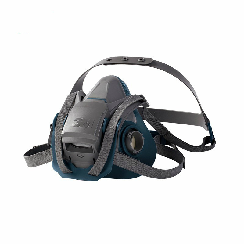 3M6501QL快扣硅胶半面型防护面罩硅胶双滤盒防尘毒半面具小号