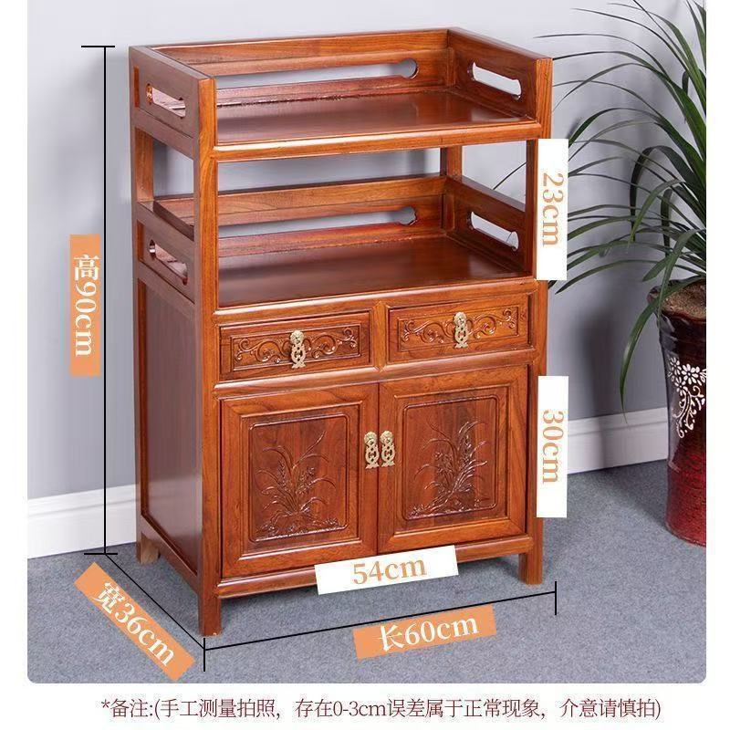 Tea Cabinet Solid Wood Sideboard Small Tea Cabinet New Chinese Style Wood Color Living Room Storage Cabinet Tea Storage Wine Cabinet