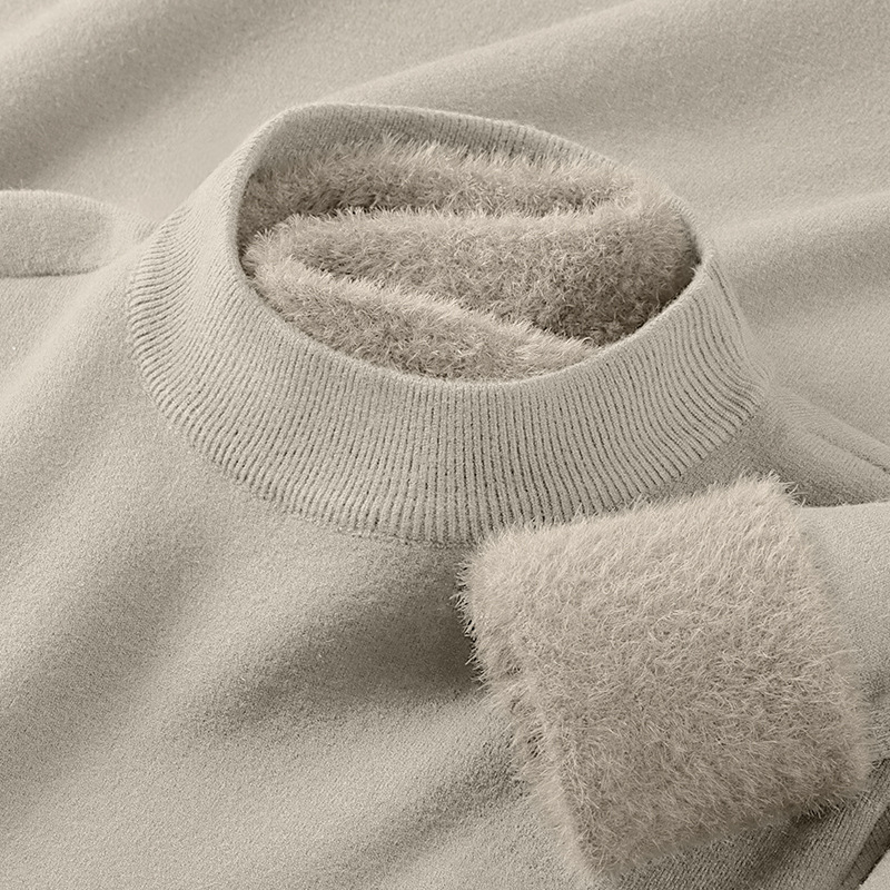 モーダルウール秋冬半高襟セーター男性ニット長袖韓国版ベルベット厚手シャツ上着