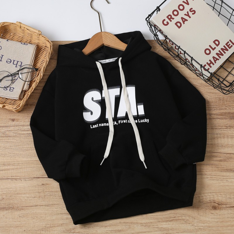 Abbigliamento per ragazzi, felpa con cappuccio per ragazze in velluto spesso, maglia a maniche lunghe per bambini di taglia media e grande, elegante_voghion.com