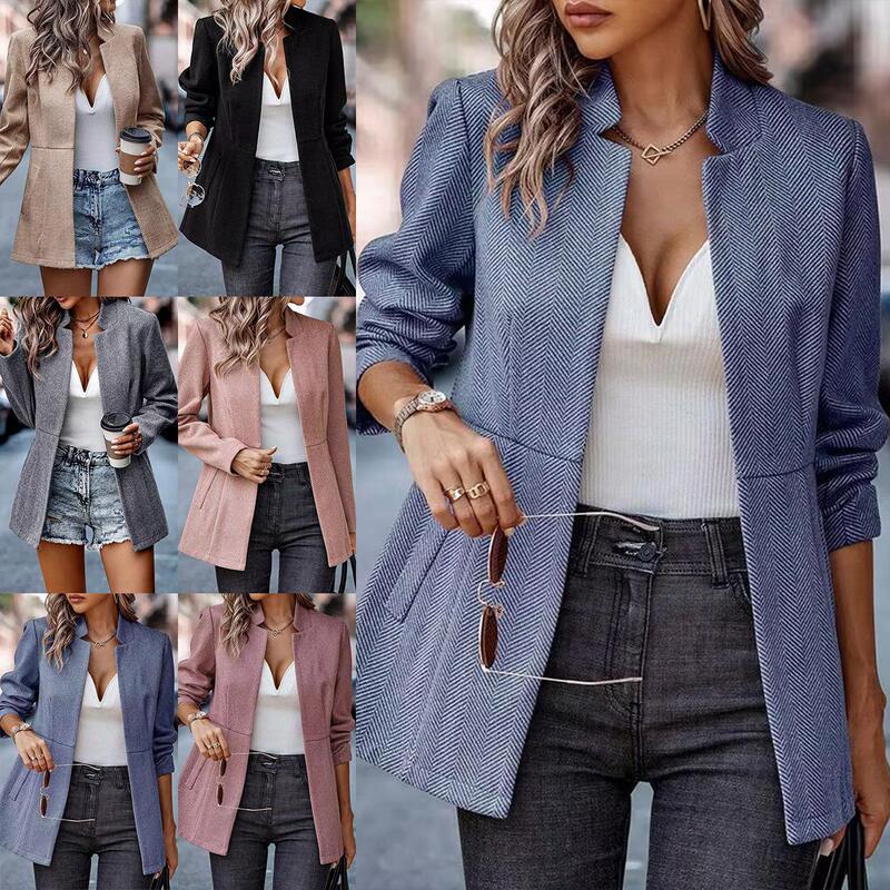 Amazon Aliexpress Cross-Border Foreign Trade Women's Clothing New Autumn and Winter Simple Fashion Casual Woolen Cardigan Jacket