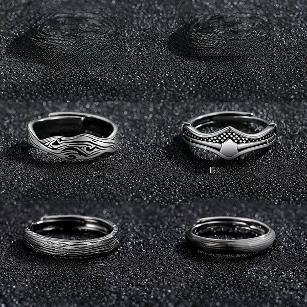 Retro Anti-Thai Silver Men's Ring Trendyy Stacked Open Ring Korean Style Hip-Hop Style Single Ring Self-Discipline Ring for Men