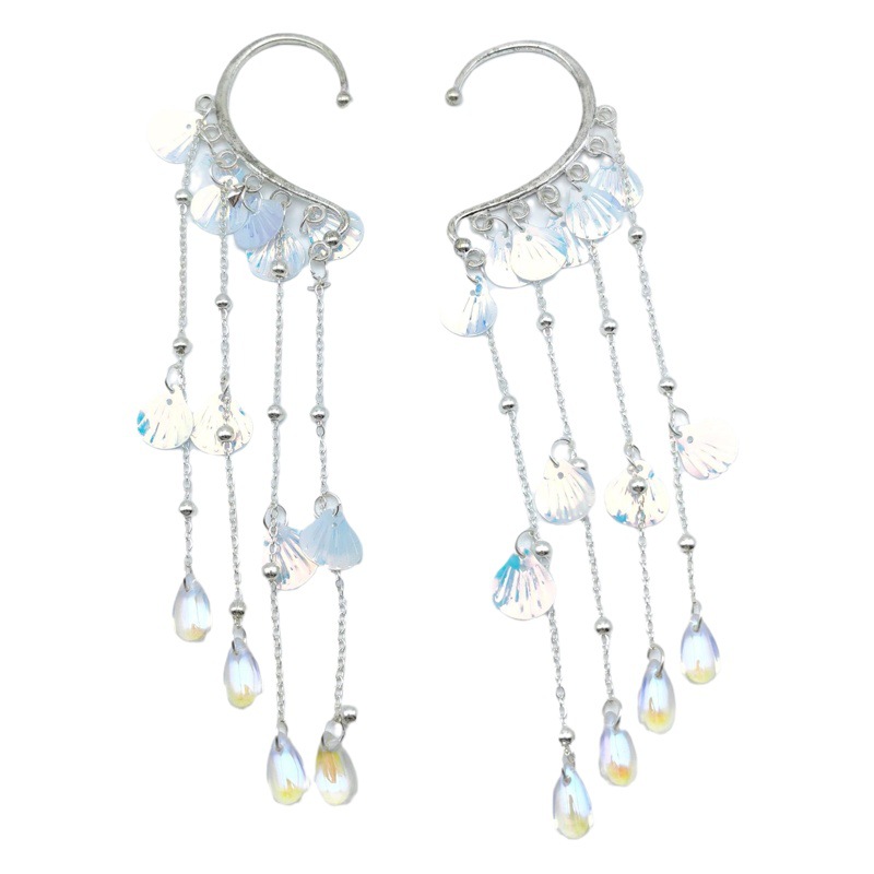 Horquilla para niños hanfu sirena ji gong frente principal cadena arena mar recogiendo shell arco clip de pico de pato