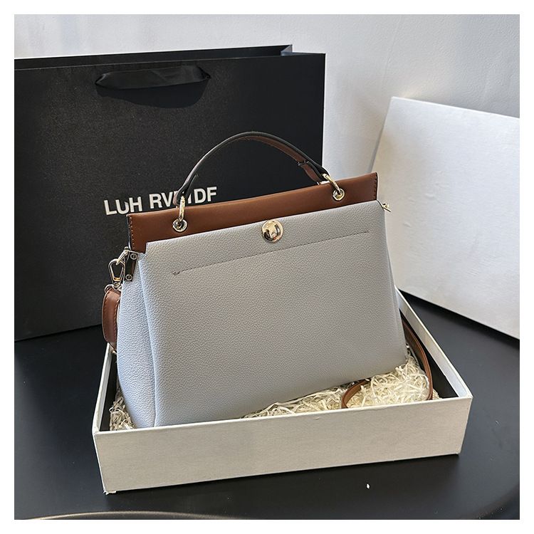 Foreign trade commuter women's bag 2024 spring and summer new contrast color handbag single shoulder crossbody women's bag large capacity women's bag_voghion.com