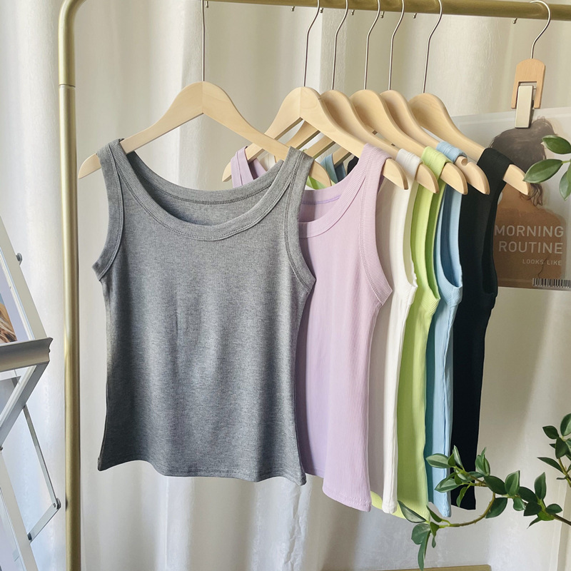 Ladies' same style threaded cotton vest anti-exposure breast-covering underwear elastic slim slimming all-match vest