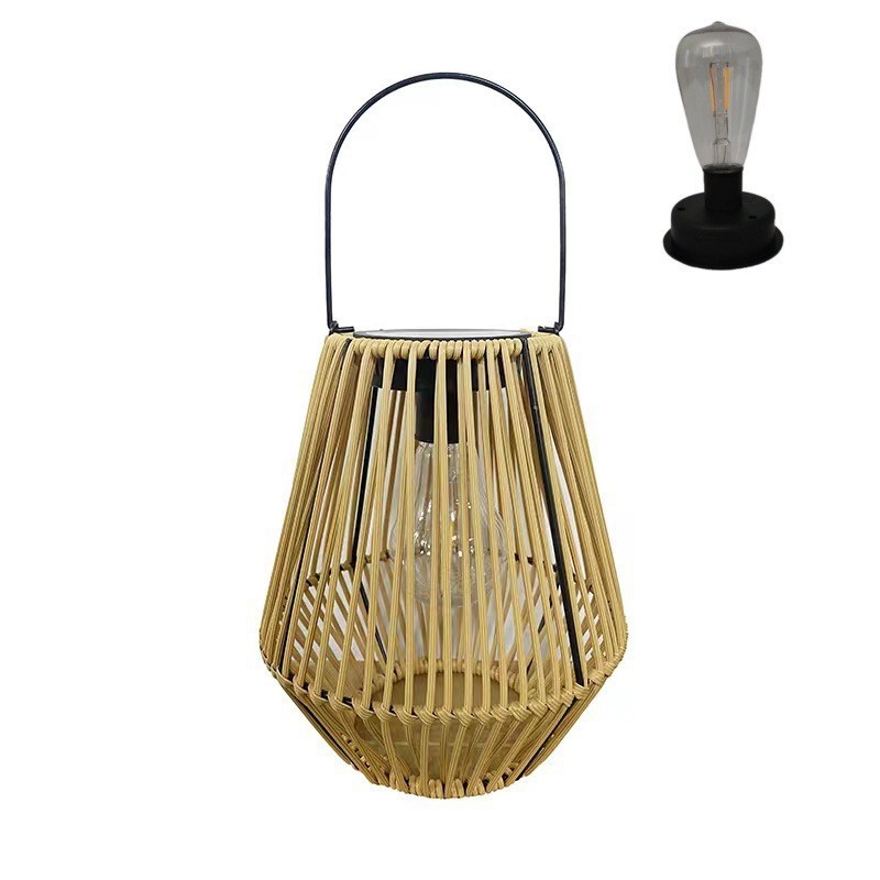 Nuevo comercio exterior transfronterizo solar tejido de ratán camping al aire libre casa patio jardín pabellón restaurante lámpara de patio led
