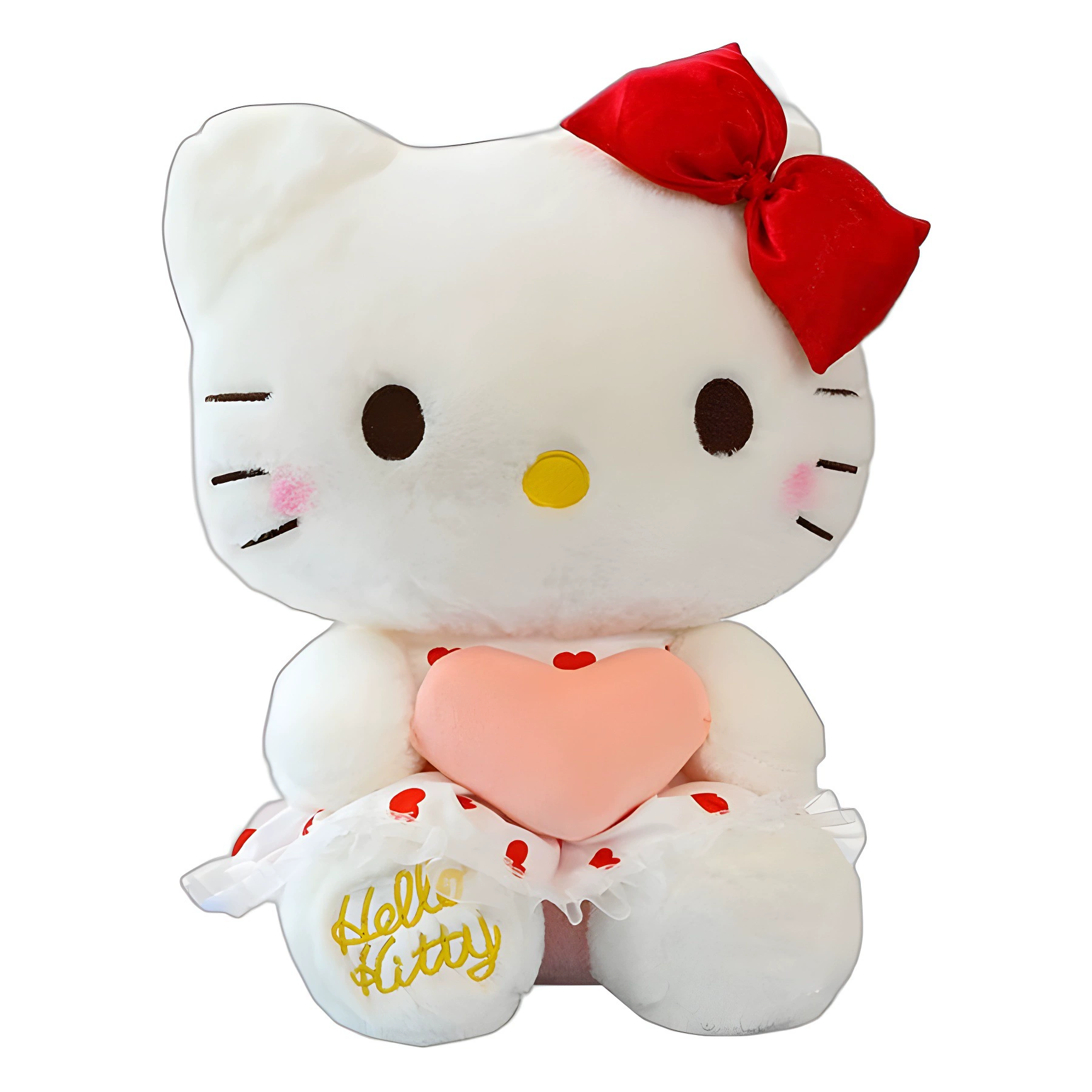 Мягкая игрушка Hello Kitty сидящая с сердечком и бантиком, размеры 30–80 см