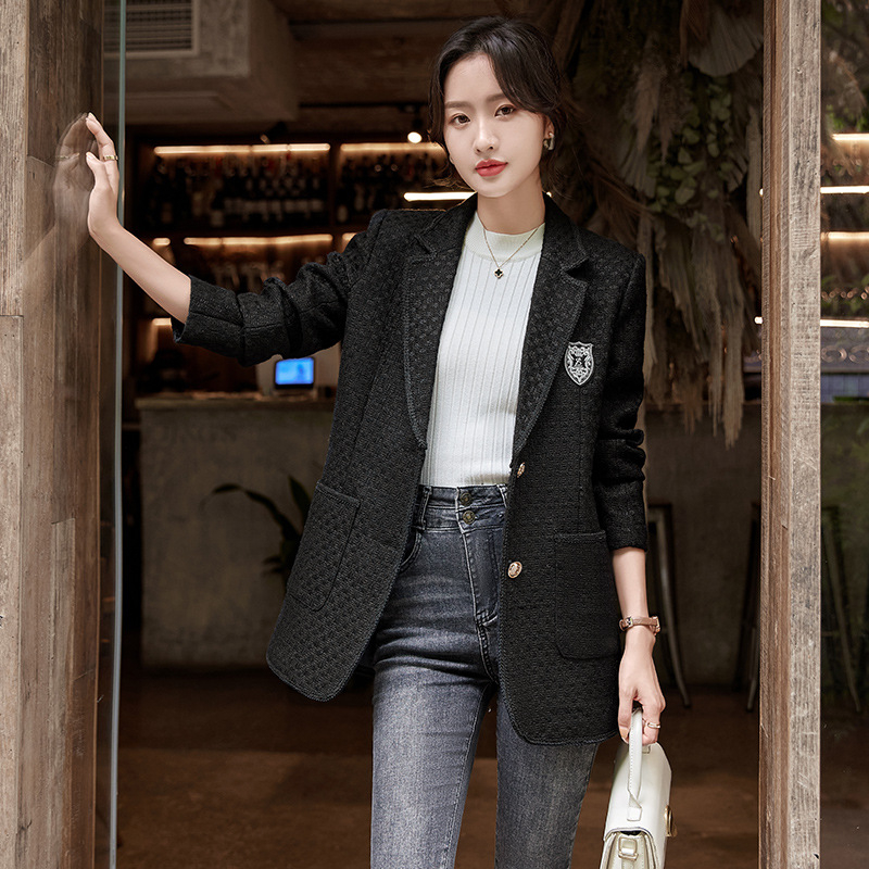 Trendy Plaid Blazer 2022 New Slim Fit Fashionable Little Style Elegant Goddess Casual Versatile Jacket_ecoleips.com
