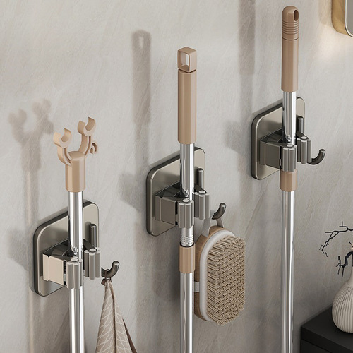 Mop hook free of punching wall hanging bathroom storage artifact broom holder hanger strong adhesive mop clip