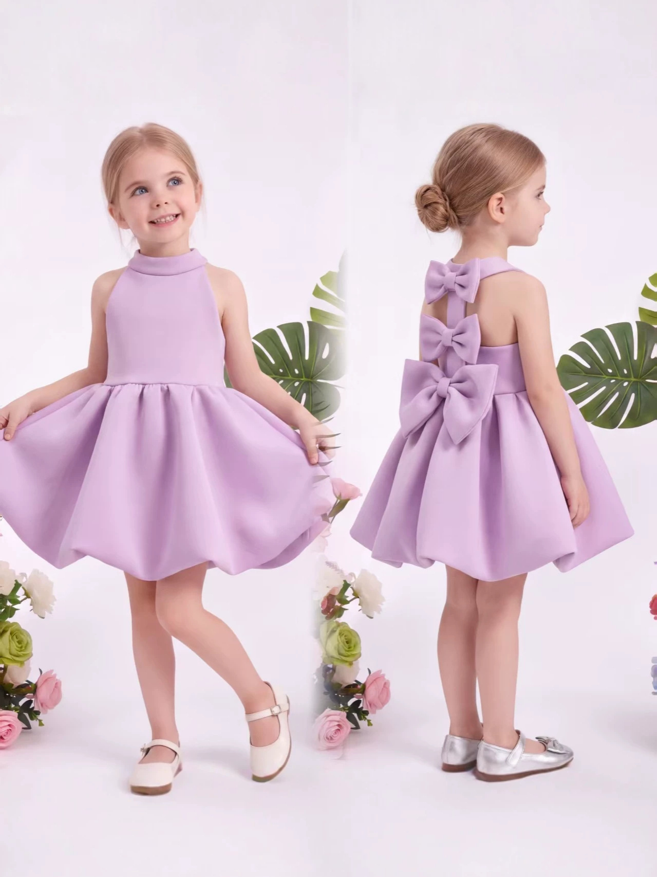 summer cute elegant green children's dress sleevless