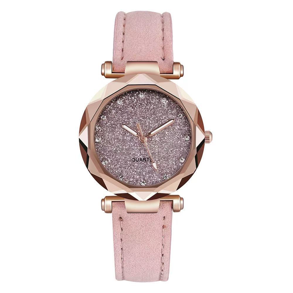New starry sky silver powder face flash face ladies watch frosted belt quartz watch a generation of manufacturers batch